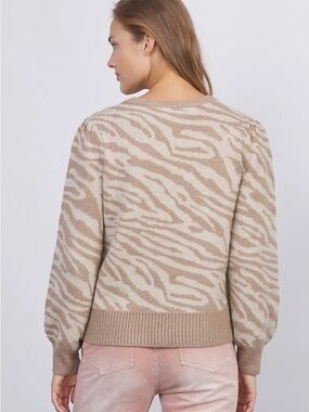 Philosophy Beige & Cream Zebra-Print Long Sleeve Sweater XL